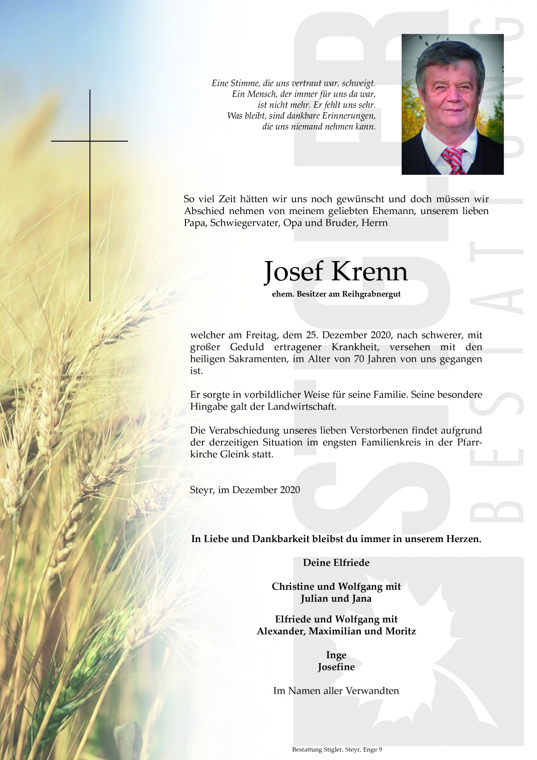 Josef Krenn – Stigler Bestattung