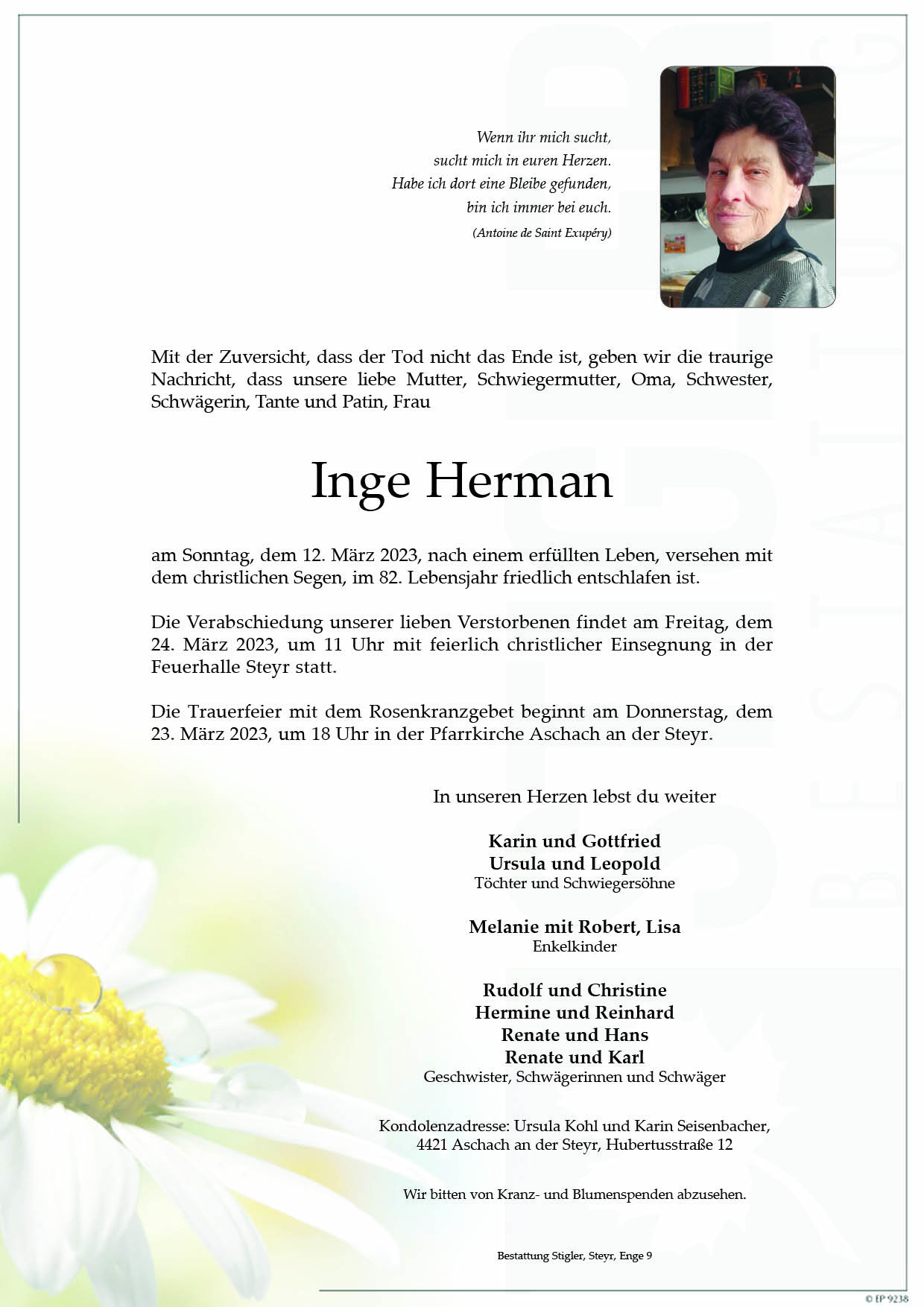 Inge Herman – Stigler Bestattung